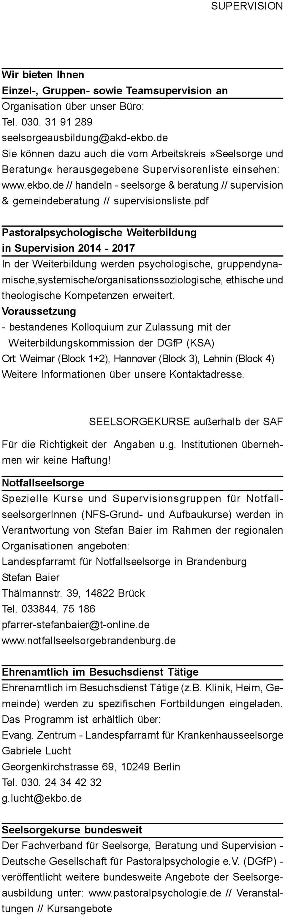 de // handeln - seelsorge & beratung // supervision & gemeindeberatung // supervisionsliste.