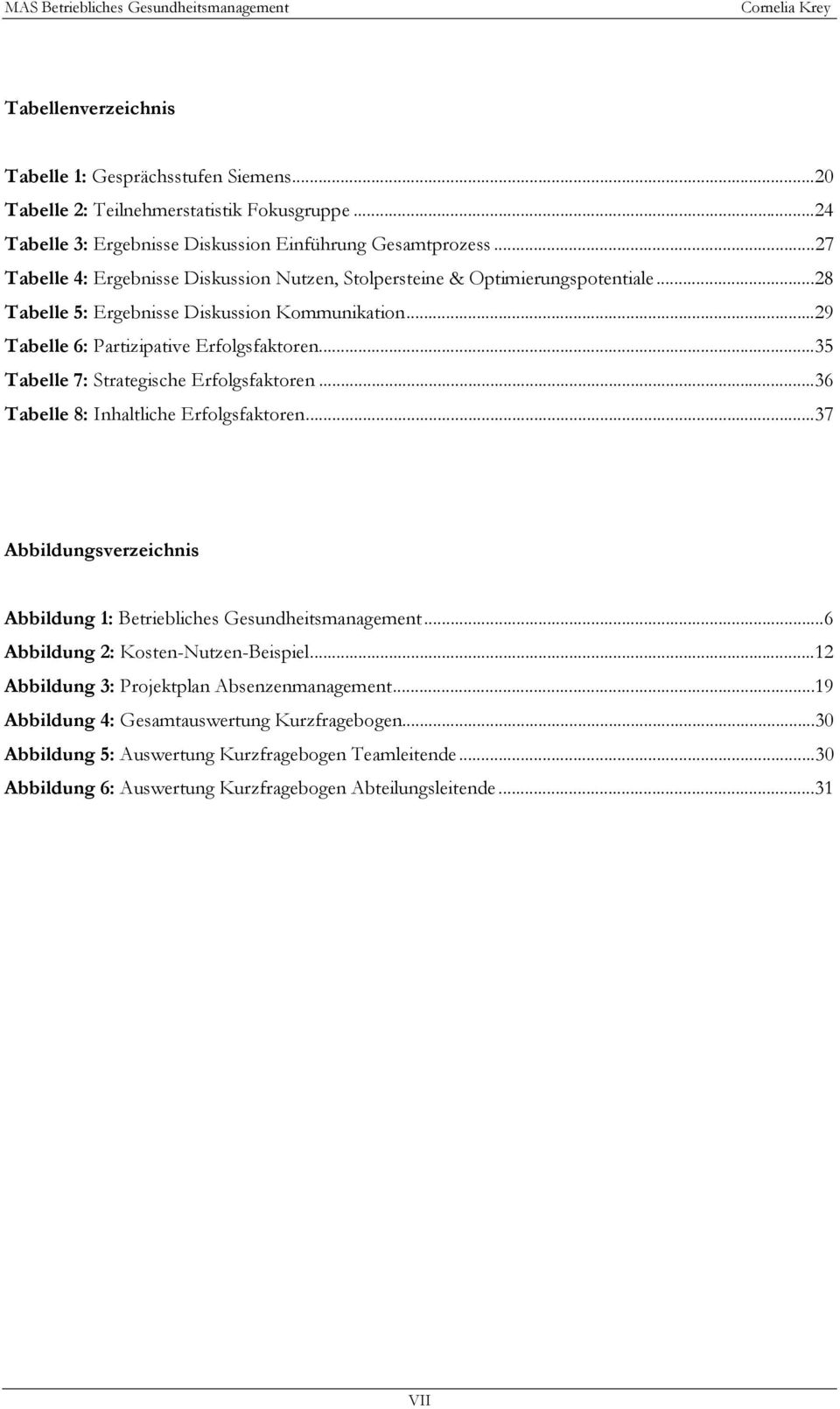 ..35 Tabelle 7: Strategische Erfolgsfaktoren...36 Tabelle 8: Inhaltliche Erfolgsfaktoren...37 Abbildungsverzeichnis Abbildung 1: Betriebliches Gesundheitsmanagement.