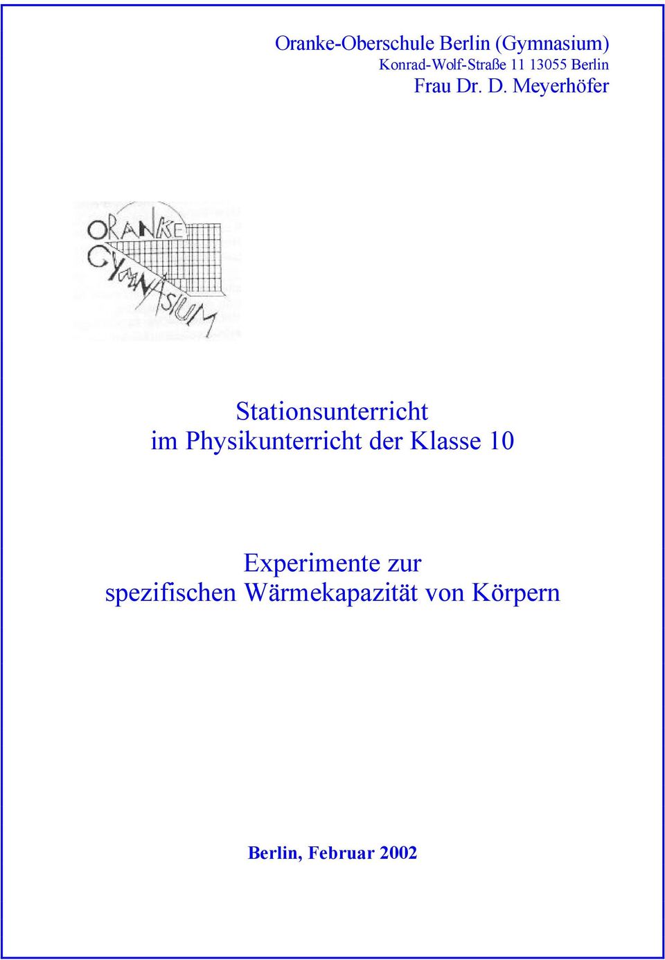 . D. Meyerhöfer Stationsunterricht im Physikunterricht