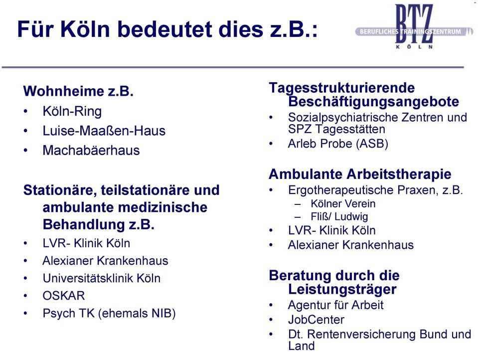 Sozialpsychiatrische Zentren und SPZ Tagesstätten Arleb 