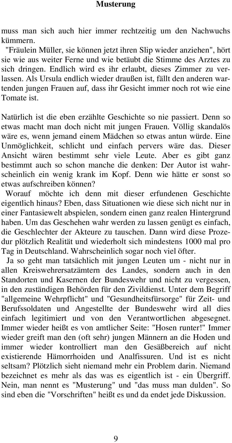 Bundeswehr hoden musterung Genitaluntersuchung bei