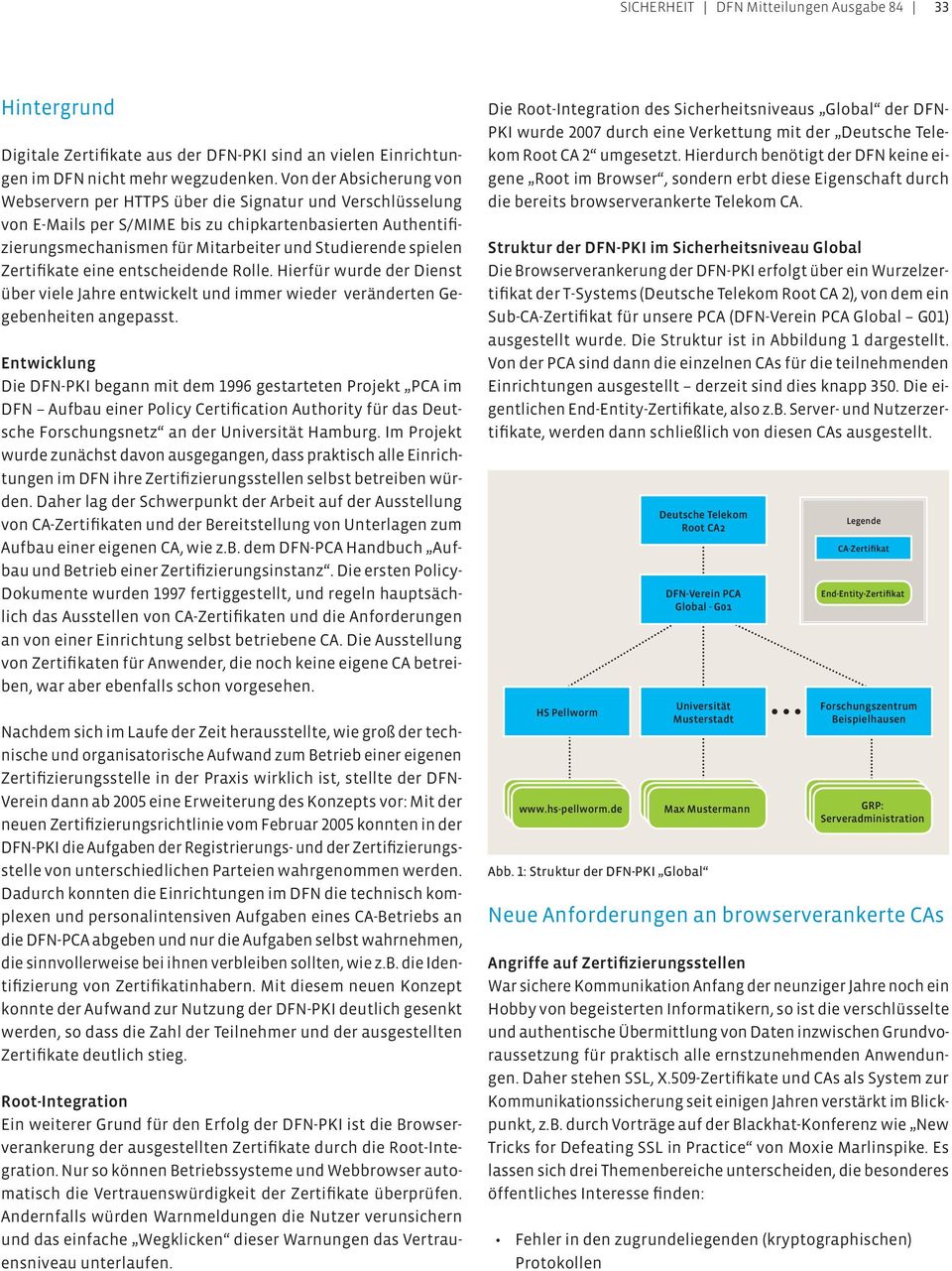 spielen Zertifikate eine entscheidende Rolle. Hierfür wurde der Dienst über viele Jahre entwickelt und immer wieder veränderten Gegebenheiten angepasst.