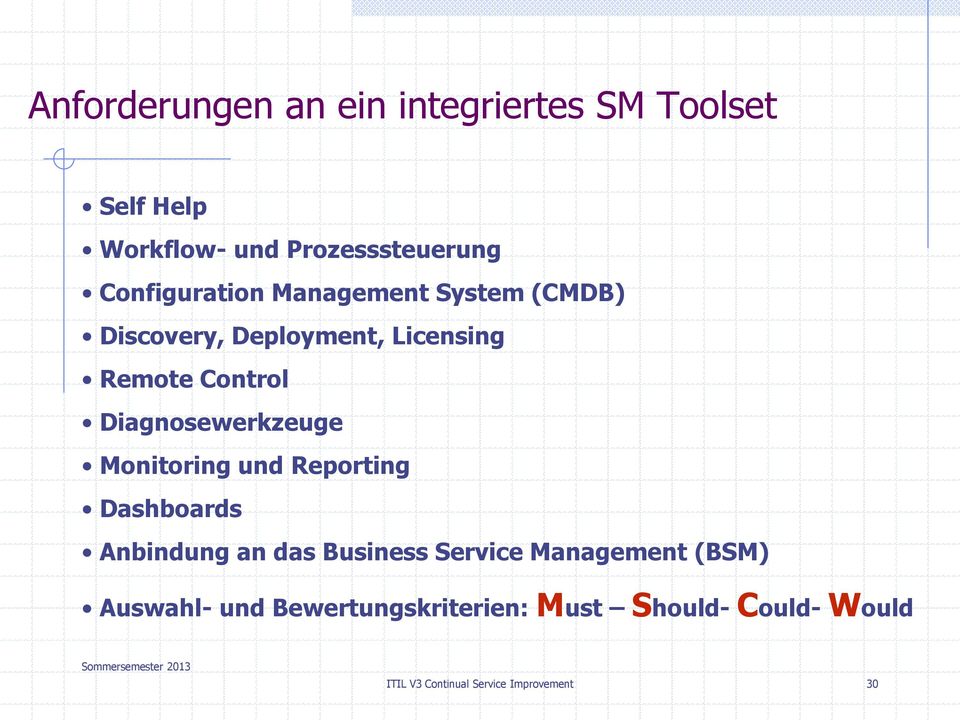 Diagnosewerkzeuge Monitoring und Reporting Dashboards Anbindung an das Business Service