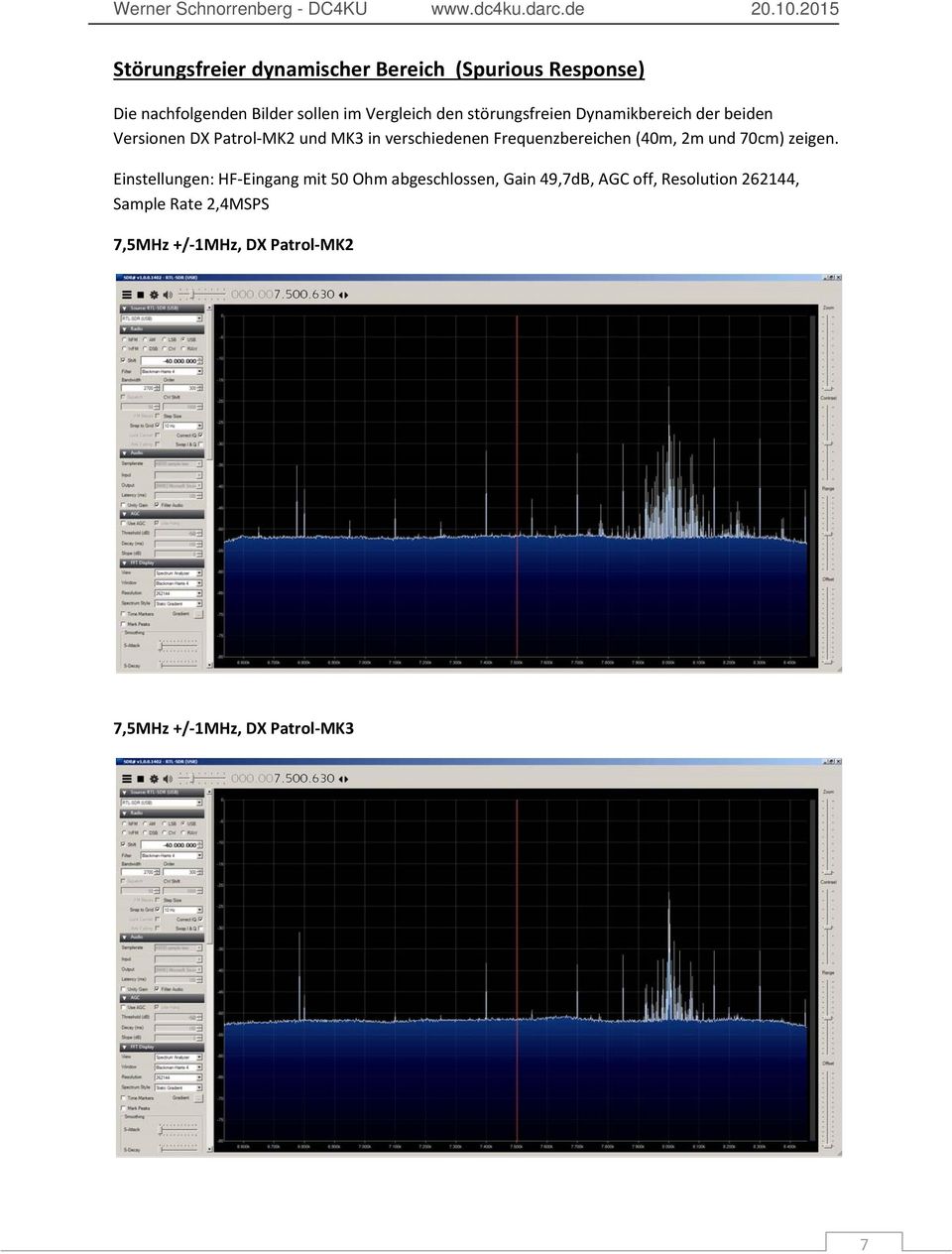 Frequenzbereichen (40m, 2m und 70cm) zeigen.