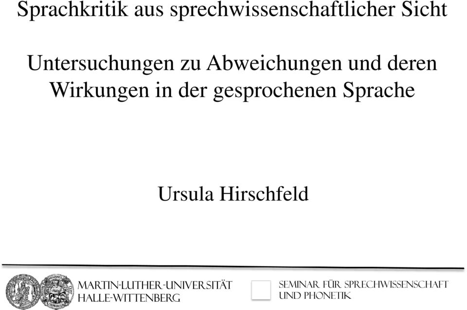 gesprochenen Sprache Ursula Hirschfeld