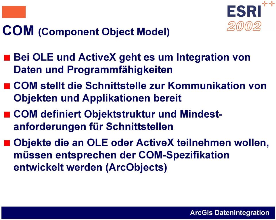 Applikationen bereit COM definiert Objektstruktur und Mindestanforderungen für Schnittstellen