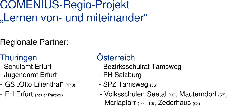 Lilienthal (170) - SPZ Tamsweg (36) - FH Erfurt (neuer Partner) -