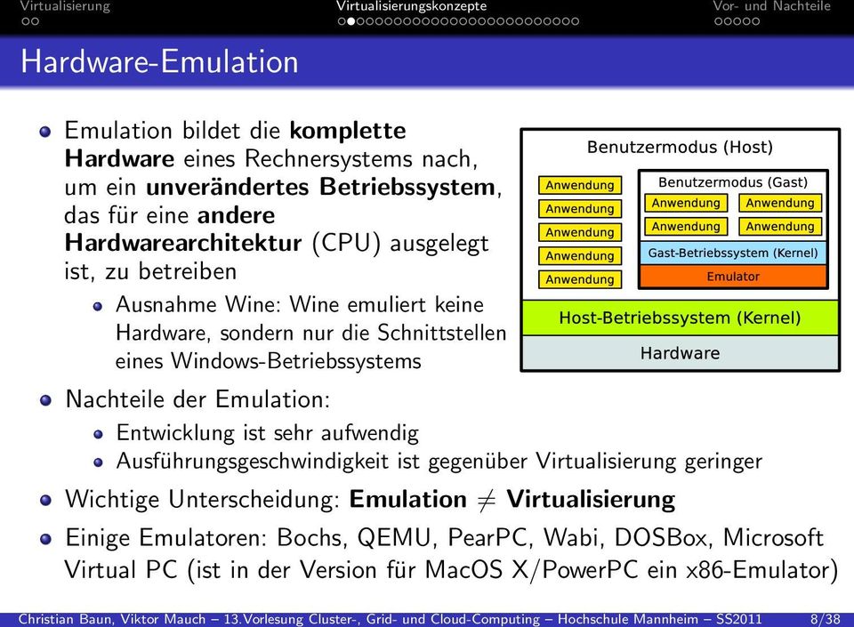 unverändertes Betriebssystem, das für eine andere Hardwarearchitektur (CPU) ausgelegt ist, zu betreiben Ausnahme Wine: Wine emuliert keine Hardware, sondern nur die Schnittstellen