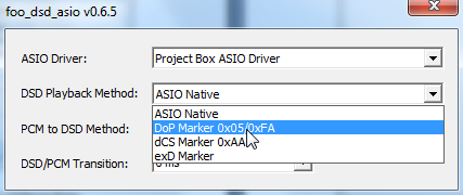 Wählen Sie im Dropdown-Menü ASIO Driver die Einstellung Project Box Asio Driver aus.
