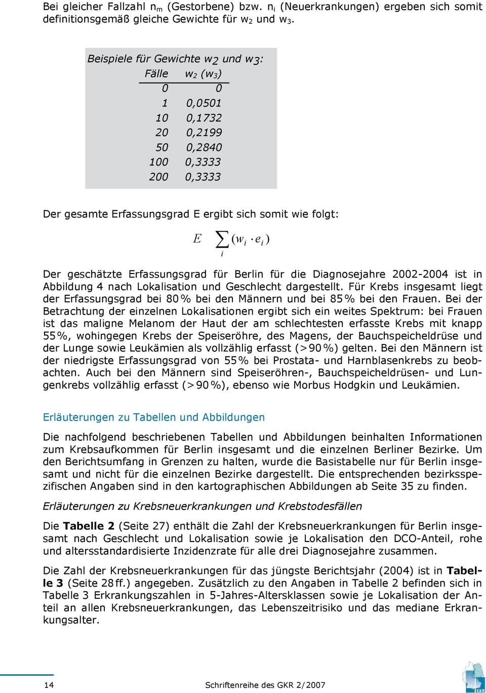 geschätzte Erfassungsgrad für Berlin für die Diagnosejahre 2002-200 ist in Abbildung nach Lokalisation und Geschlecht dargestellt.