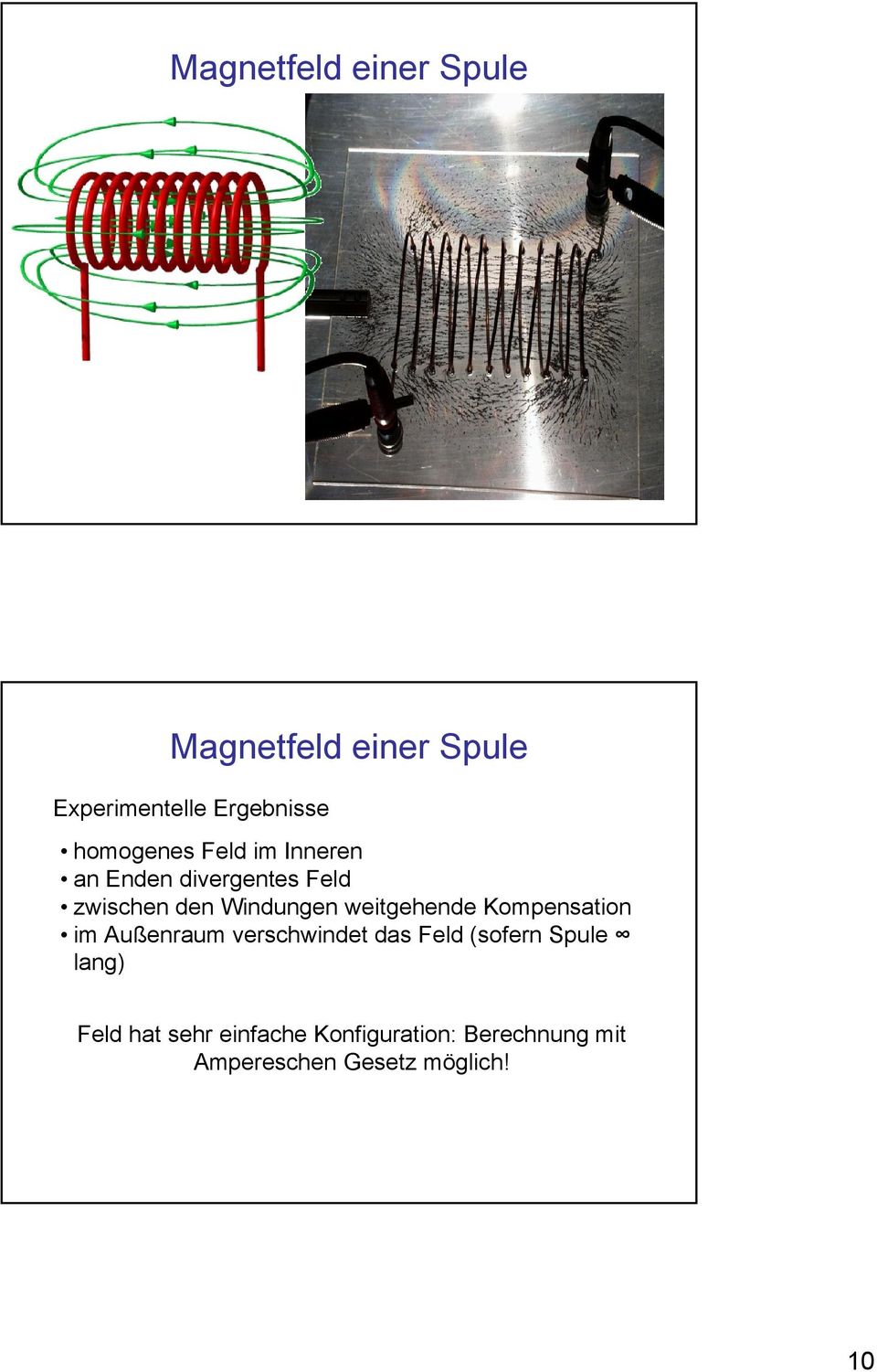 weitgehende Kompensation im ußenaum eschwindet das Feld (sofen Spule