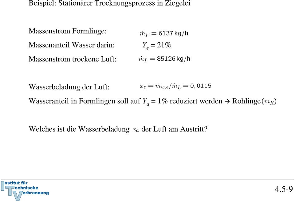 Luft: Wasserbeladung der Luft: Wasseranteil in Formlingen soll auf Y a =