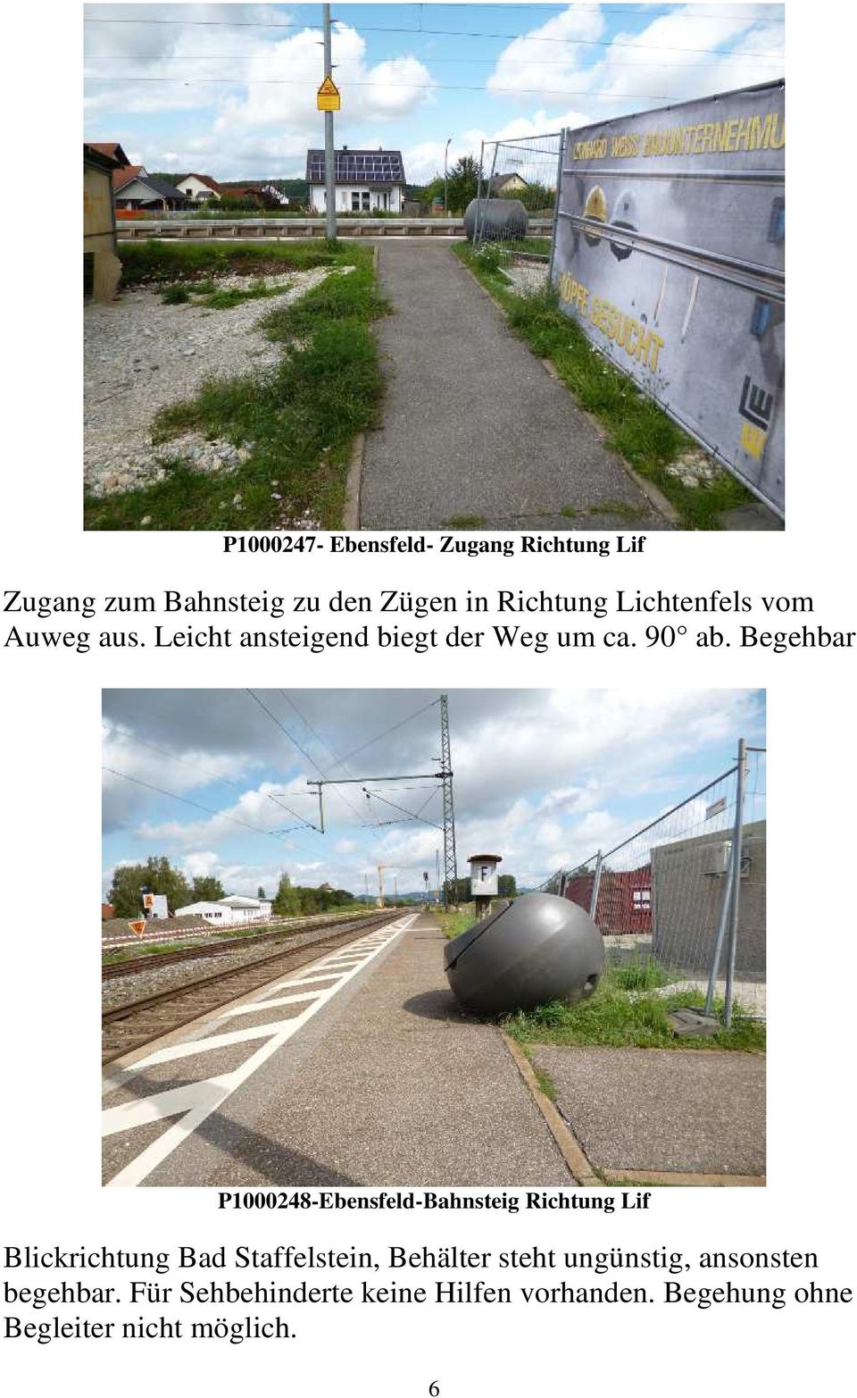Begehbar P1000248-Ebensfeld-Bahnsteig Richtung Lif Blickrichtung Bad Staffelstein, Behälter