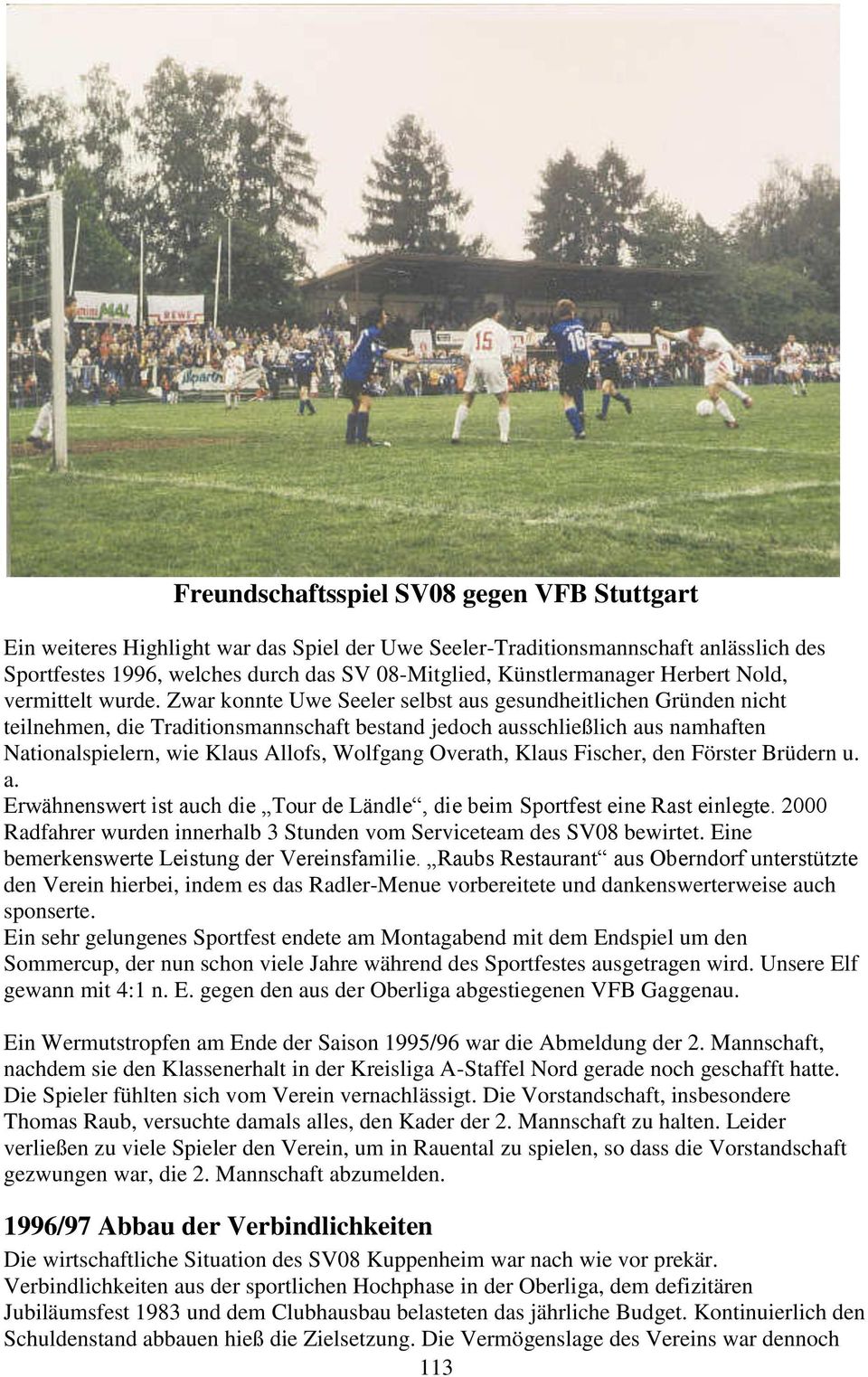 VfB Bühl Programm 1994/95 FV Bad Rotenfels 