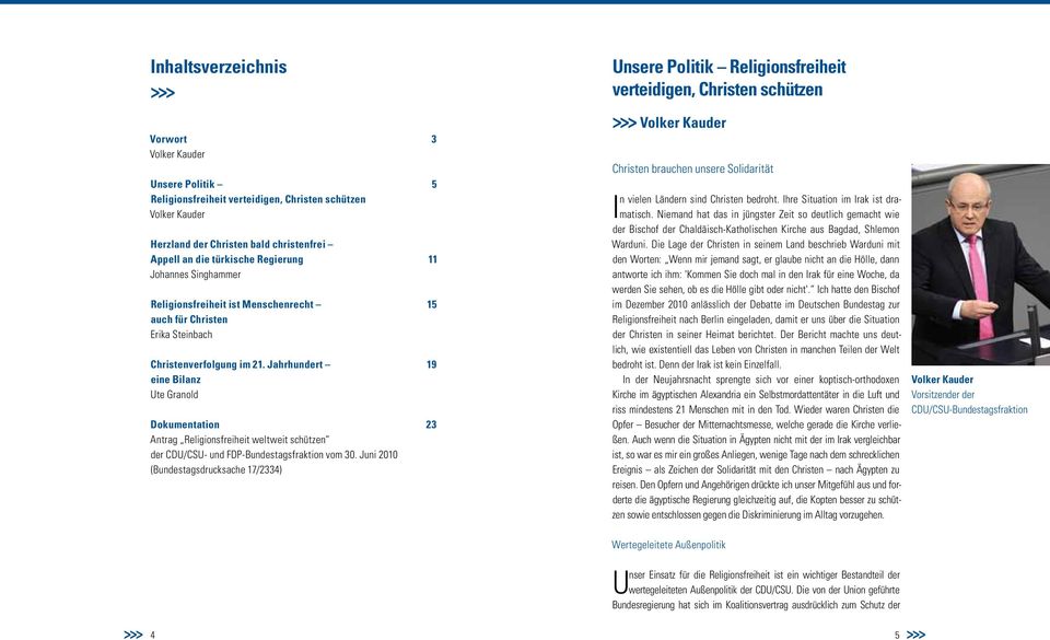 Jahrhundert 19 eine Bilanz Ute Granold Dokumentation 23 Antrag Religionsfreiheit weltweit schützen der CDU/CSU- und FDP-Bundestagsfraktion vom 30.