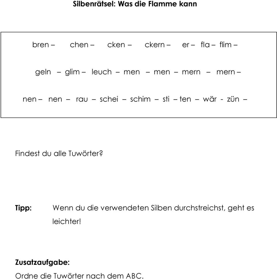 Findest du alle Tuwörter?