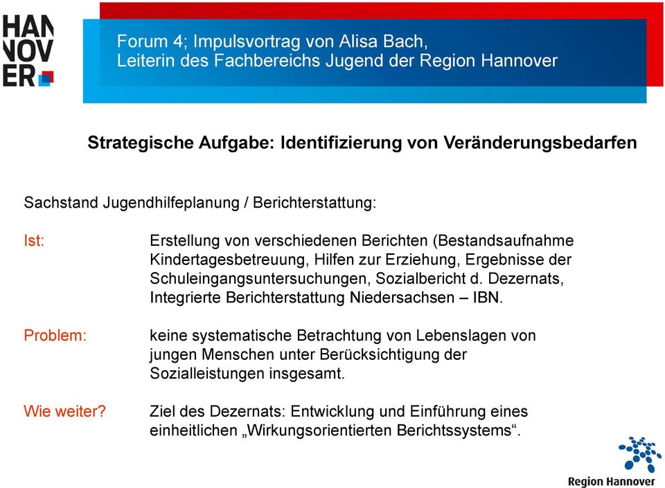Sozialbericht d. Dezernats, Integrierte Berichterstattung Niedersachsen IBN.