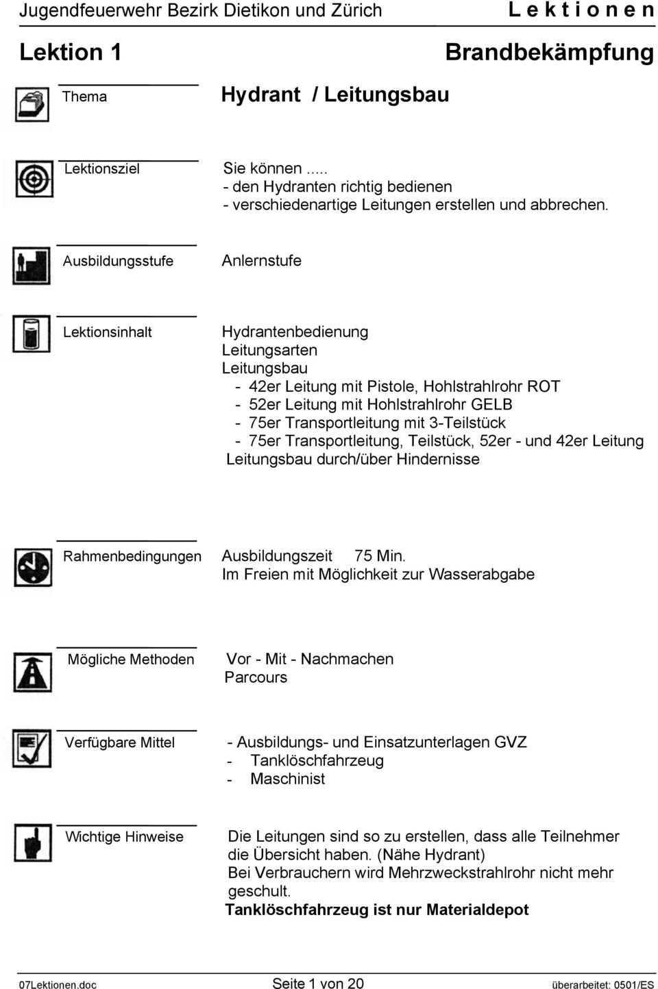 42er Leitung Leitungsbau durch/über Hindernisse Rahmenbedingungen Ausbildungszeit 75 Min Im Freien mit Möglichkeit zur Wasserabgabe Vor - Mit - Nachmachen Parcours - Ausbildungs- und