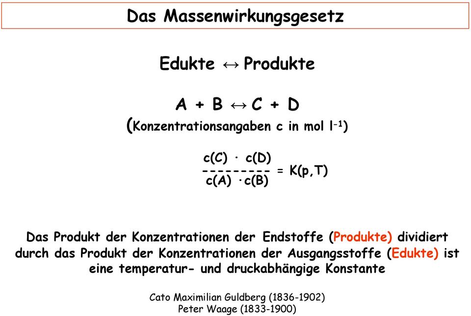 (Produkte) dividiert durch das Produkt der Konzentrationen der Ausgangsstoffe (Edukte) ist