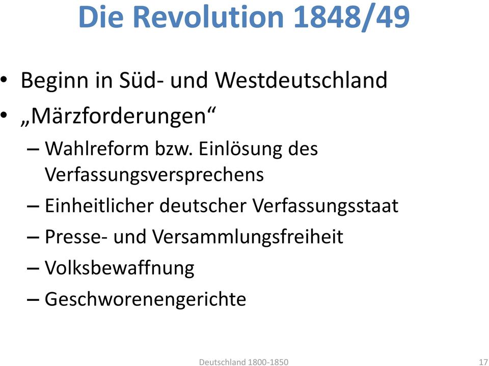 Einlösung des Verfassungsversprechens Einheitlicher deutscher