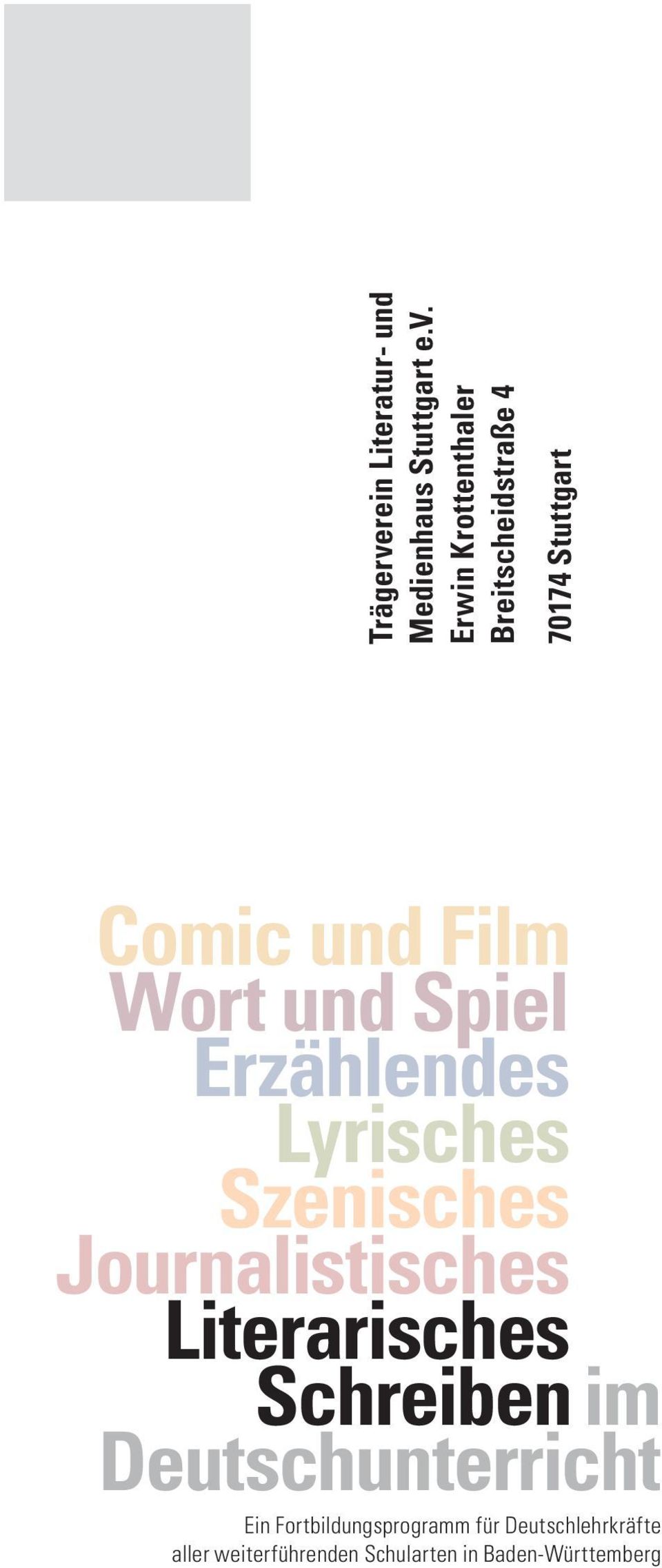 Erwin Krottenthaler Breitscheidstraße 4 70174 Stuttgart Comic und Film Wort und