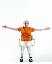 Übung 13: Vordere Brustpartie Setzen Sie sich mit aufrechtem Rücken auf einen Stuhl, rutschen Sie etwas nach vorne, so dass Sie frei sitzen und die Rücklehne nicht berühren.
