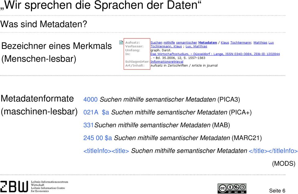 semantischer Metadaten (PICA3) A $a Suchen mithilfe semantischer Metadaten (PICA+) 33Suchen