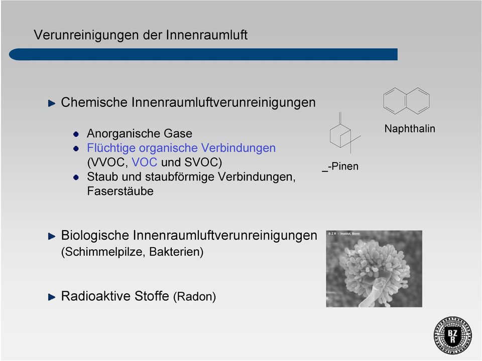 Staub und staubförmige Verbindungen, Faserstäube _-Pinen Naphthalin