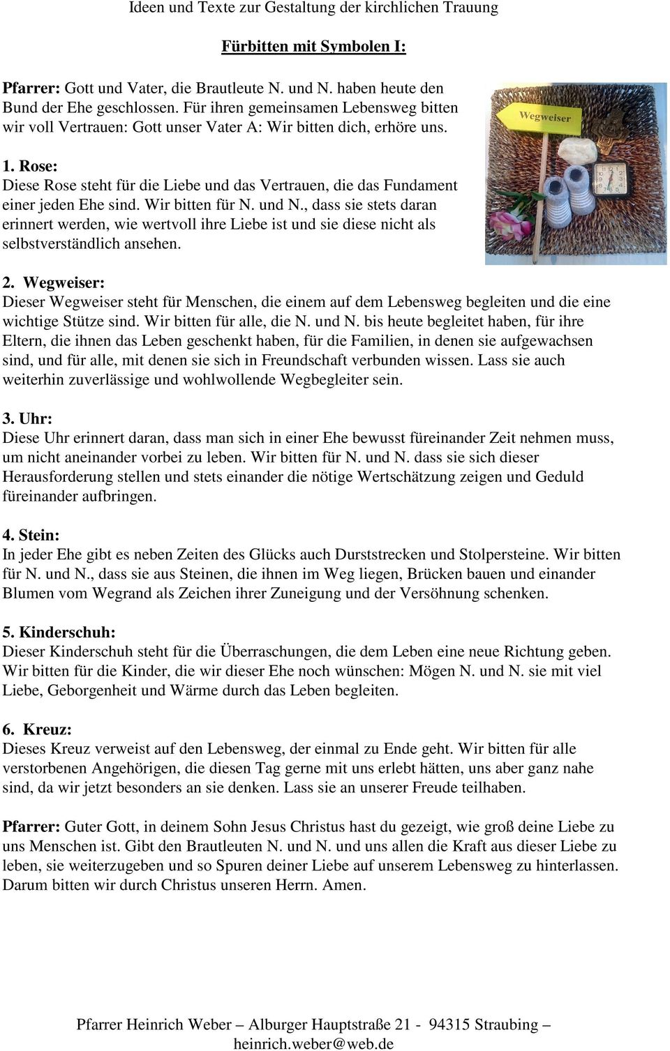 Ideen Und Texte Zur Gestaltung Der Kirchlichen Trauung Furbitten Mit Symbolen I Pdf Free Download