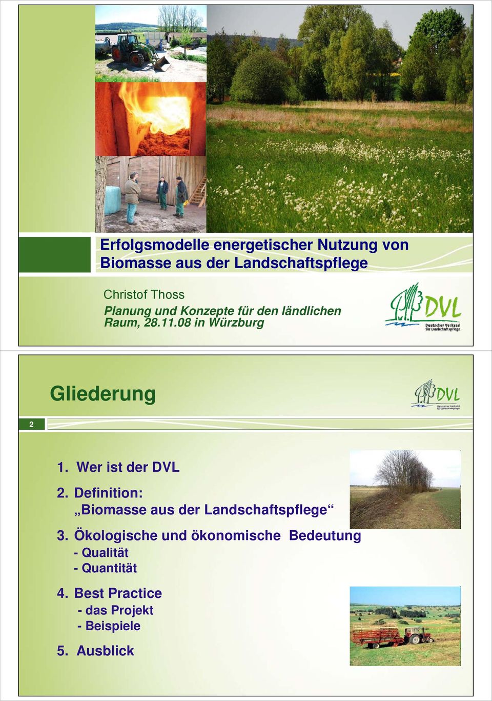 Wer ist der DVL 2. Definition: Biomasse aus der Landschaftspflege 3.