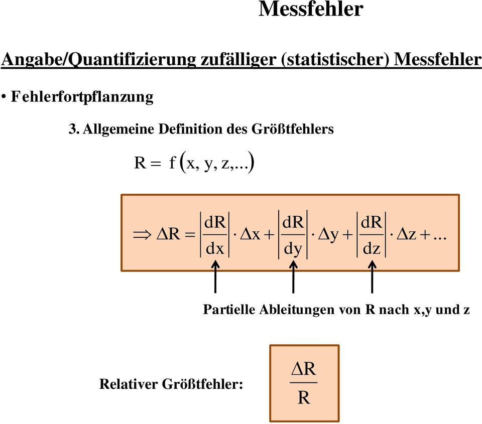 Allgemeine Definition des Größtfehlers R f x, y, z,.