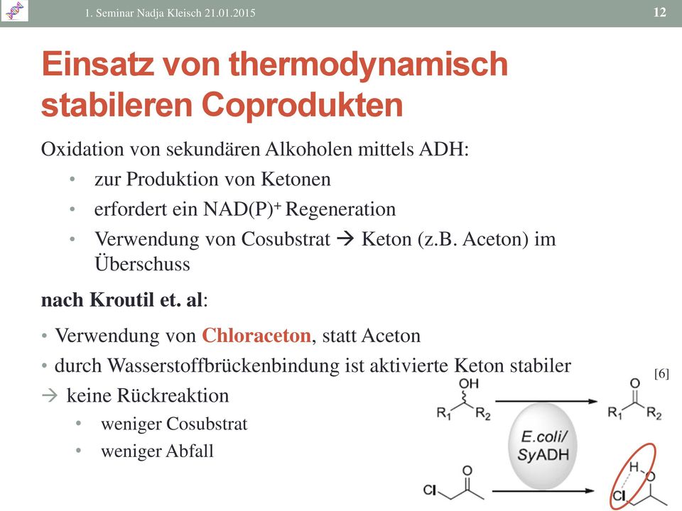 Produktion von Ketonen erfordert ein NAD(P) + Regeneration Verwendung von Cosubs