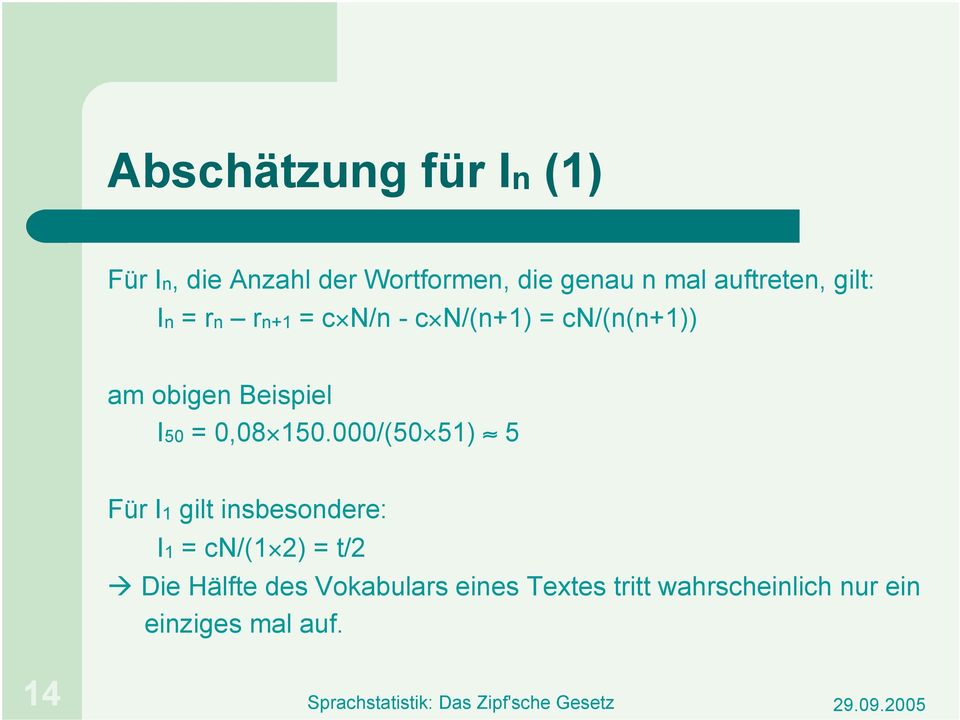 Beispiel I50 = 0,08 150.