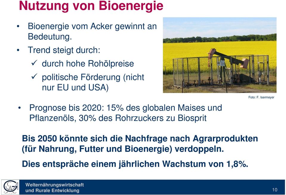15% des globalen Maises und Pflanzenöls, 30% des Rohrzuckers zu Biosprit Foto: F.