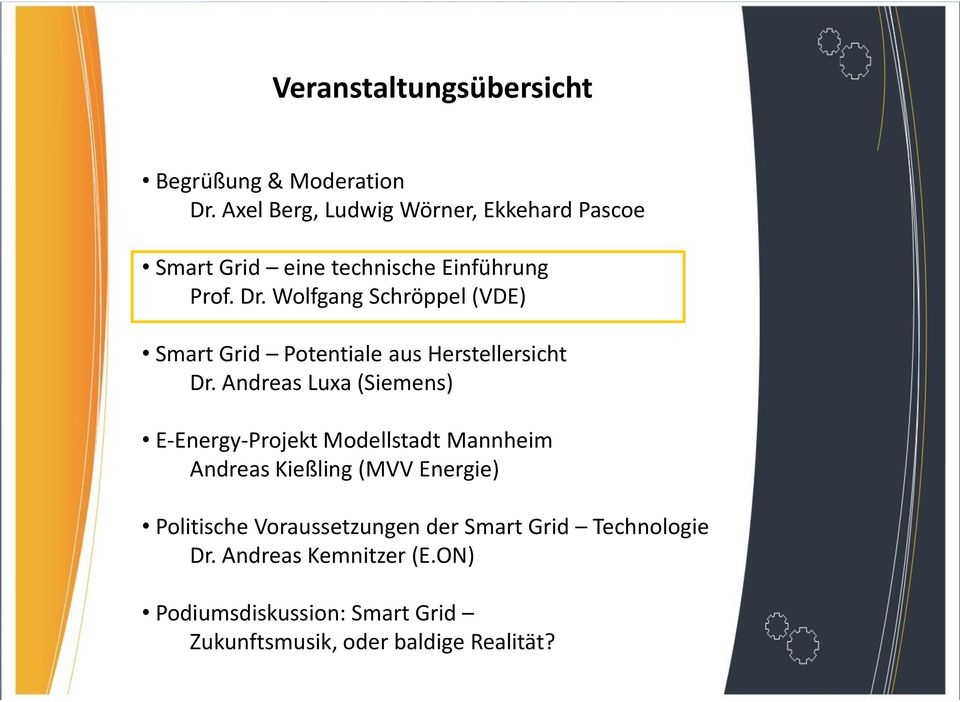 Wolfgang Schröppel (VDE) Smart Grid Potentiale aus Herstellersicht Dr.