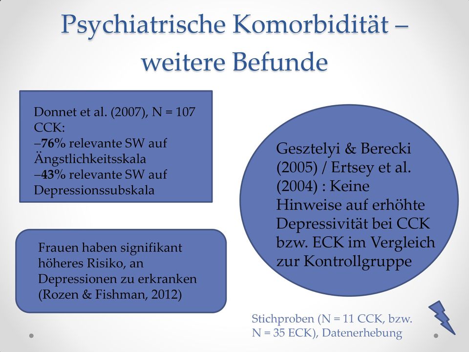haben signifikant höheres Risiko, an Depressionen zu erkranken (Rozen & Fishman, 2012) Gesztelyi & Berecki (2005)