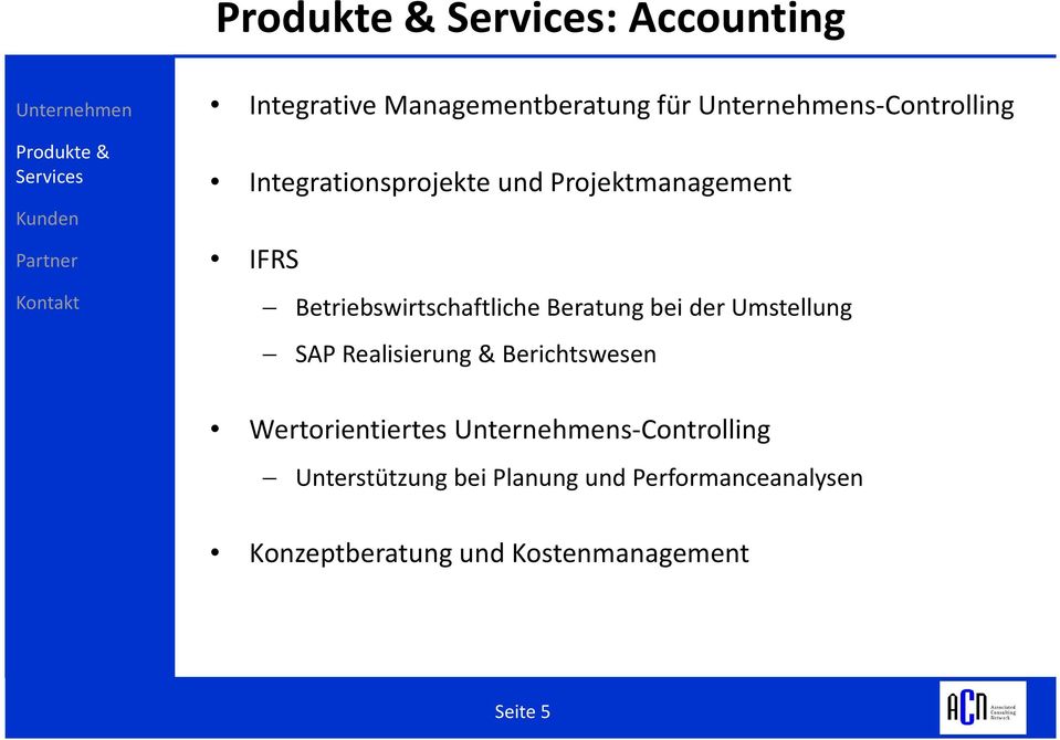 bei der Umstellung SAP Realisierung & Berichtswesen Wertorientiertes