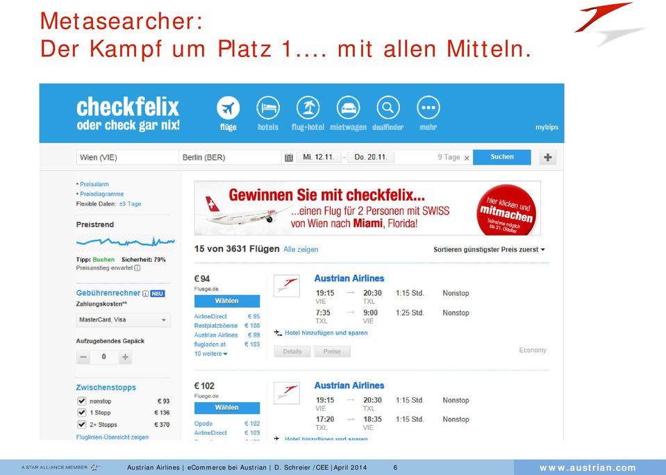 Austrian Airlines ecommerce bei
