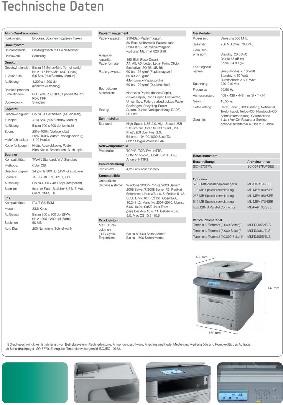 200 dpi (effektive Auflösung) Druckersprachen (Emulationen): PCL5e/6, PS3, XPS, Epson/IBM Pro, PDF, TIFF Duplexdruck: Standard Kopierer Geschwindigkeit 1 : Bis zu 31 Seiten/Min. (A4, einseitig) 1.