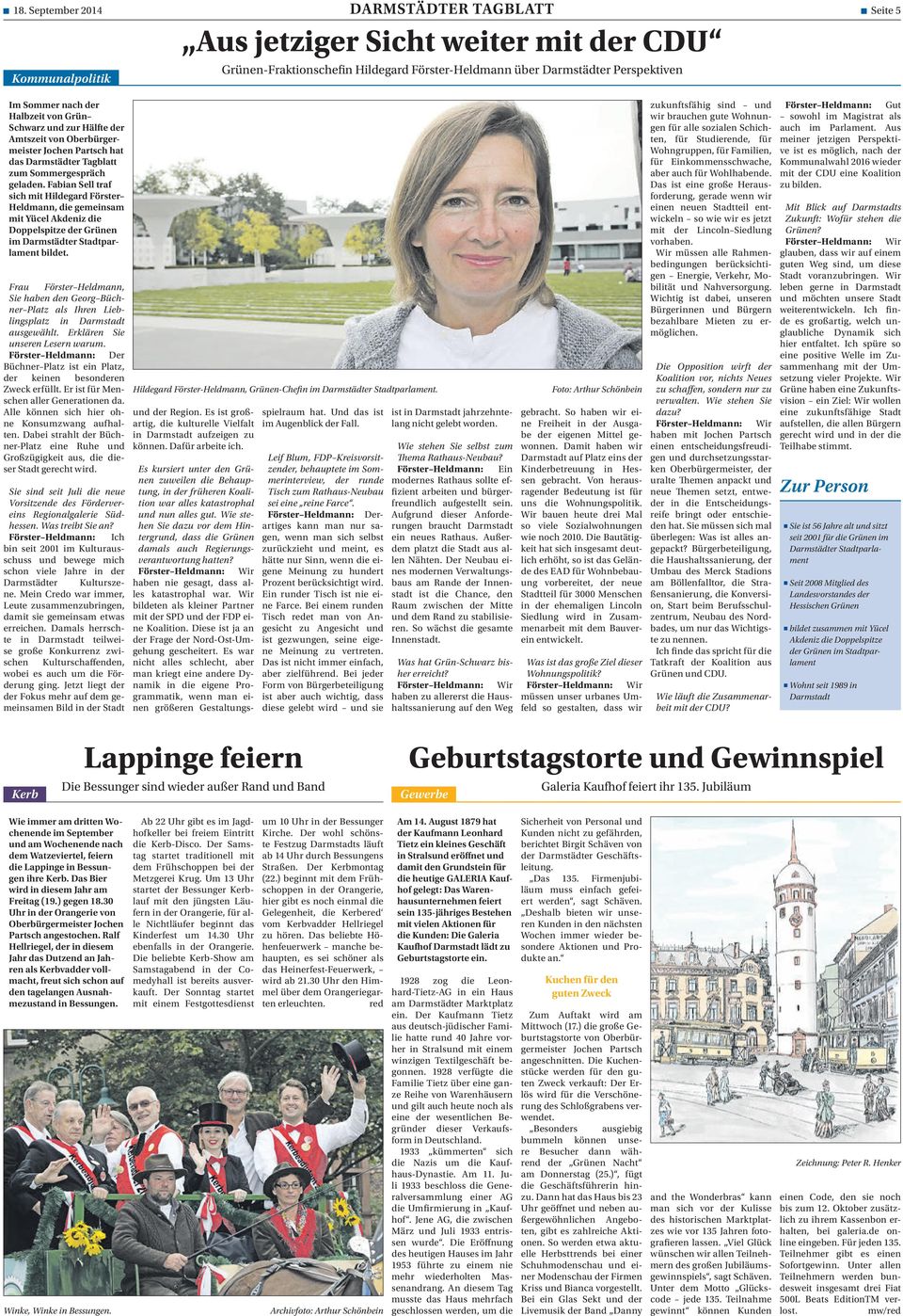Fabian Sell traf sich mit Hildegard Förster Heldmann, die gemeinsam mit Yücel Akdeniz die Doppelspitze der Grünen im Darmstädter Stadtparlament bildet.