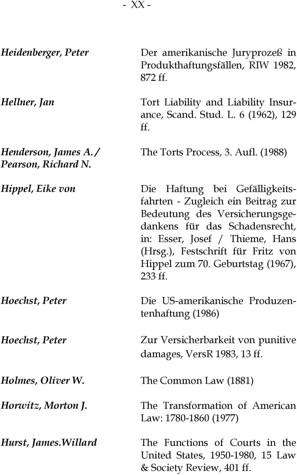 The Torts Process, 3. Aufl. (1988) Die Haftung bei Gefälligkeitsfahrten - Zugleich ein Beitrag zur Bedeutung des Versicherungsgedankens für das Schadensrecht, in: Esser, Josef / Thieme, Hans (Hrsg.