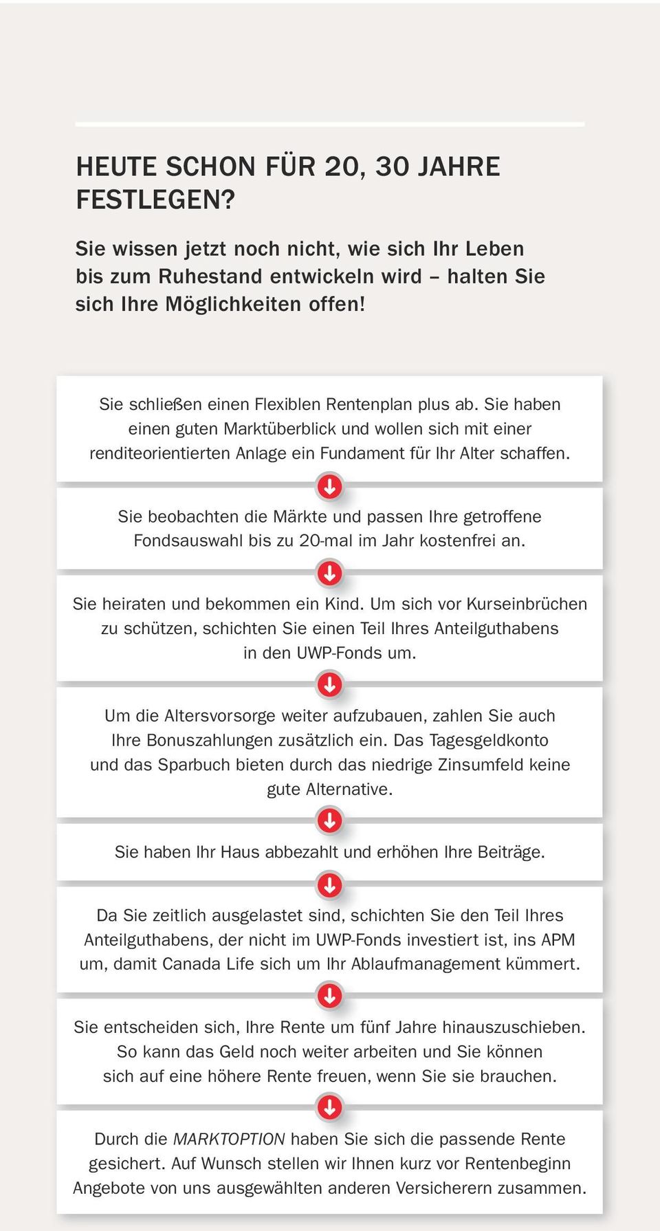 Sie beobachten die Märkte und passen Ihre getroffene Fonds auswahl bis zu 20-mal im Jahr kostenfrei an. Sie heiraten und bekommen ein Kind.