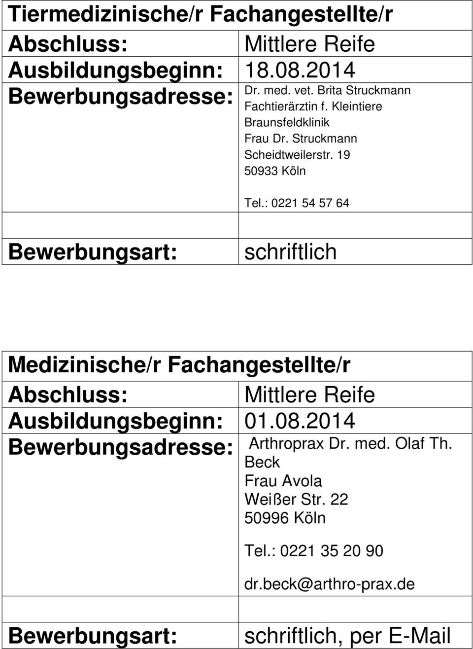 Struckmann Scheidtweilerstr. 19 50933 Köln Tel.