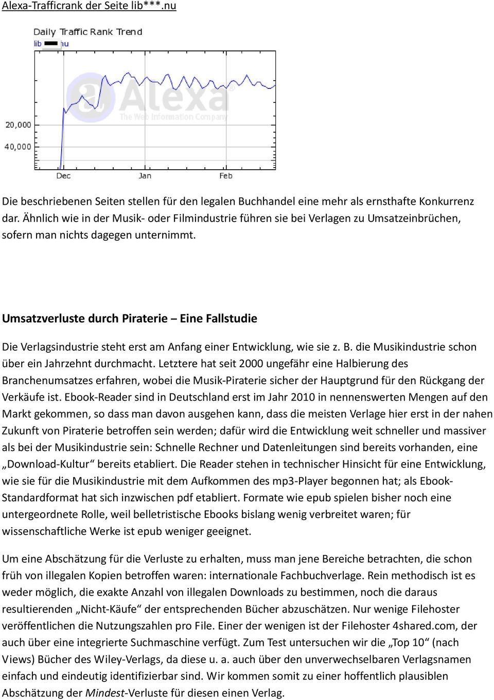 Umsatzverluste durch Piraterie Eine Fallstudie Die Verlagsindustrie steht erst am Anfang einer Entwicklung, wie sie z. B. die Musikindustrie schon über ein Jahrzehnt durchmacht.