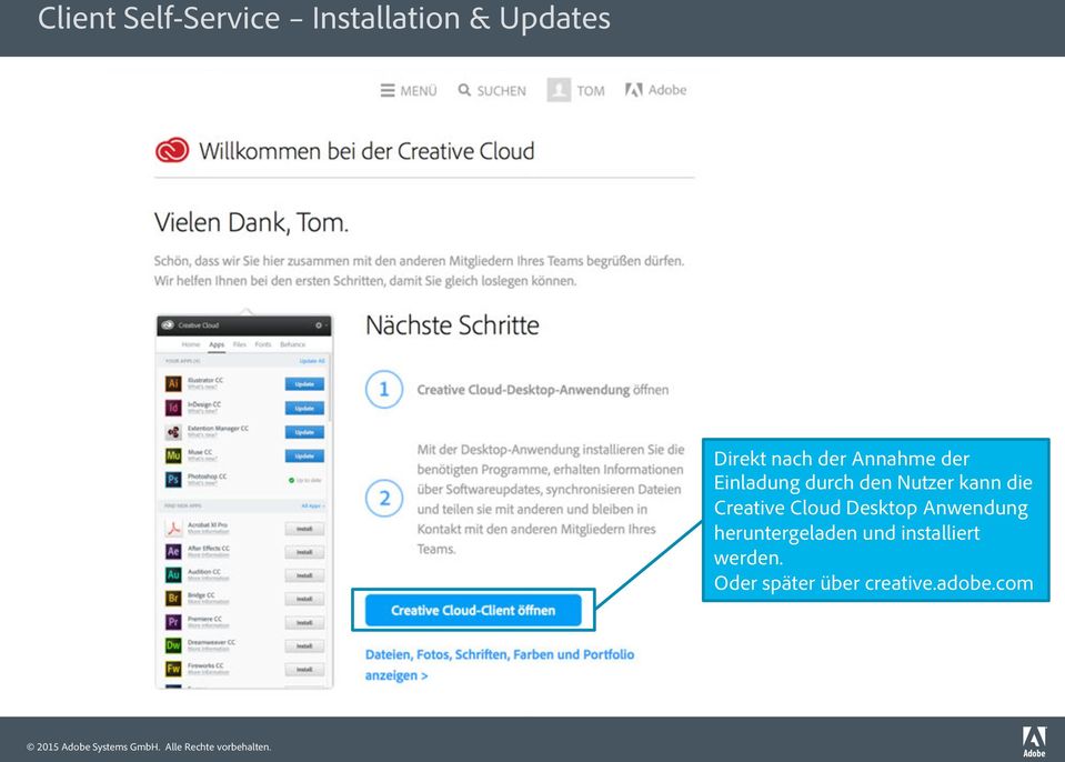 die Creative Cloud Desktop Anwendung heruntergeladen