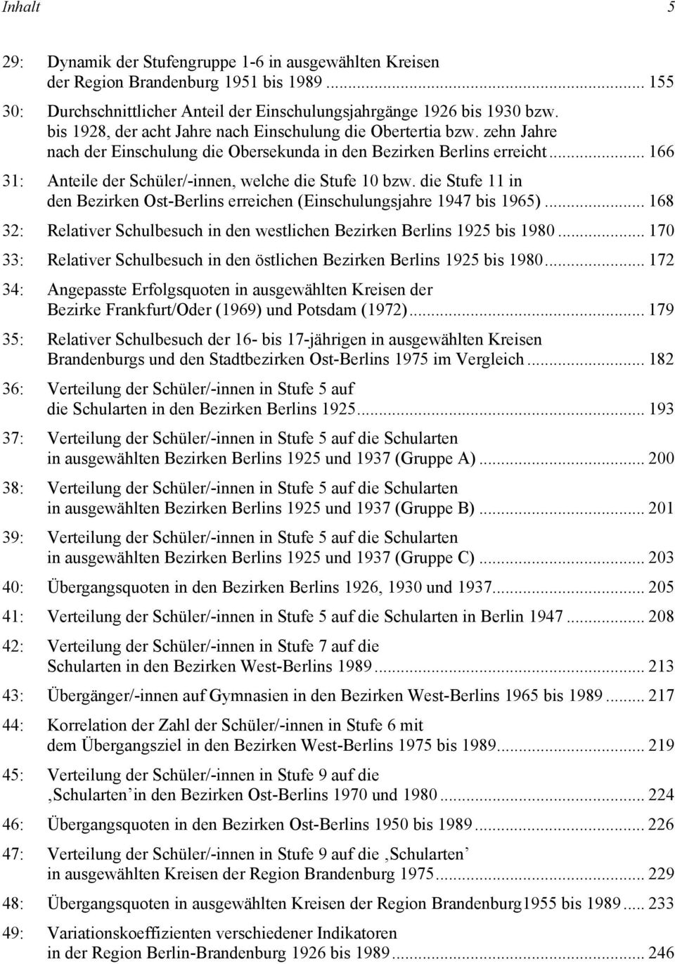 .. 166 31: Anteile der Schüler/-innen, welche die Stufe 10 bzw. die Stufe 11 in den Bezirken Ost-Berlins erreichen (Einschulungsjahre 1947 bis 1965).