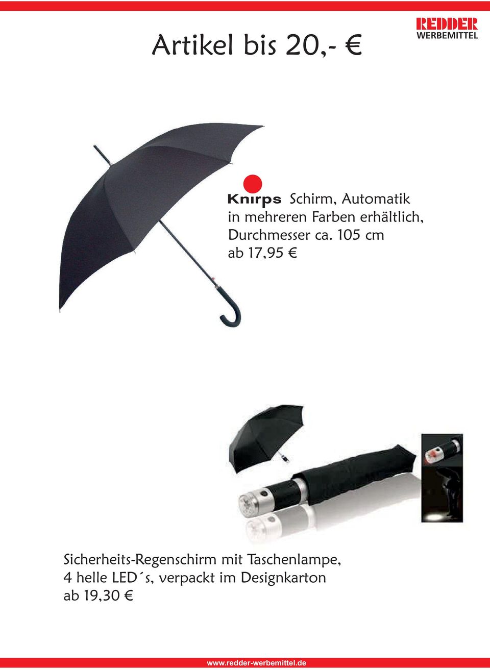 105 cm ab 17,95 Sicherheits-Regenschirm mit