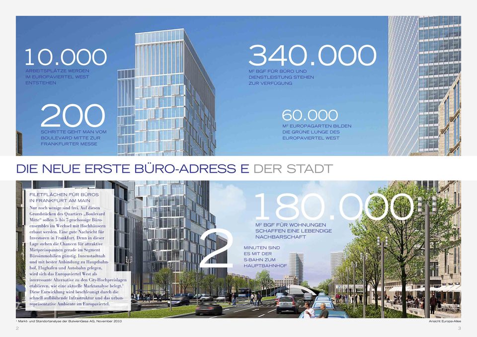 Auf diesen Grundstücken des Quartiers Boulevard Mitte sollen 5- bis 7-geschossige Büroensembles im Wechsel mit Hochhäusern erbaut werden. Eine gute Nachricht für Investoren in Frankfurt.