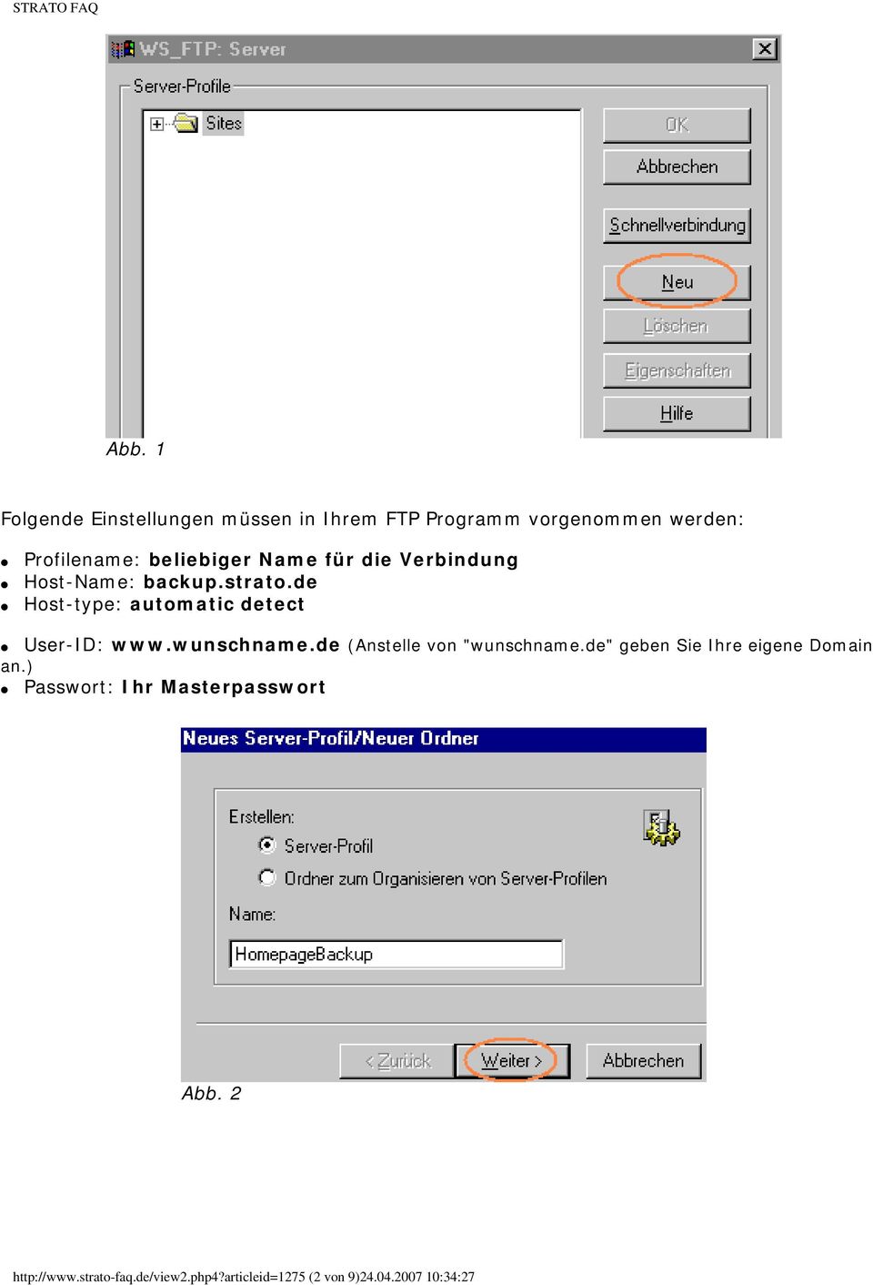 de Host-type: automatic detect User-ID: www.wunschname.de (Anstelle von "wunschname.