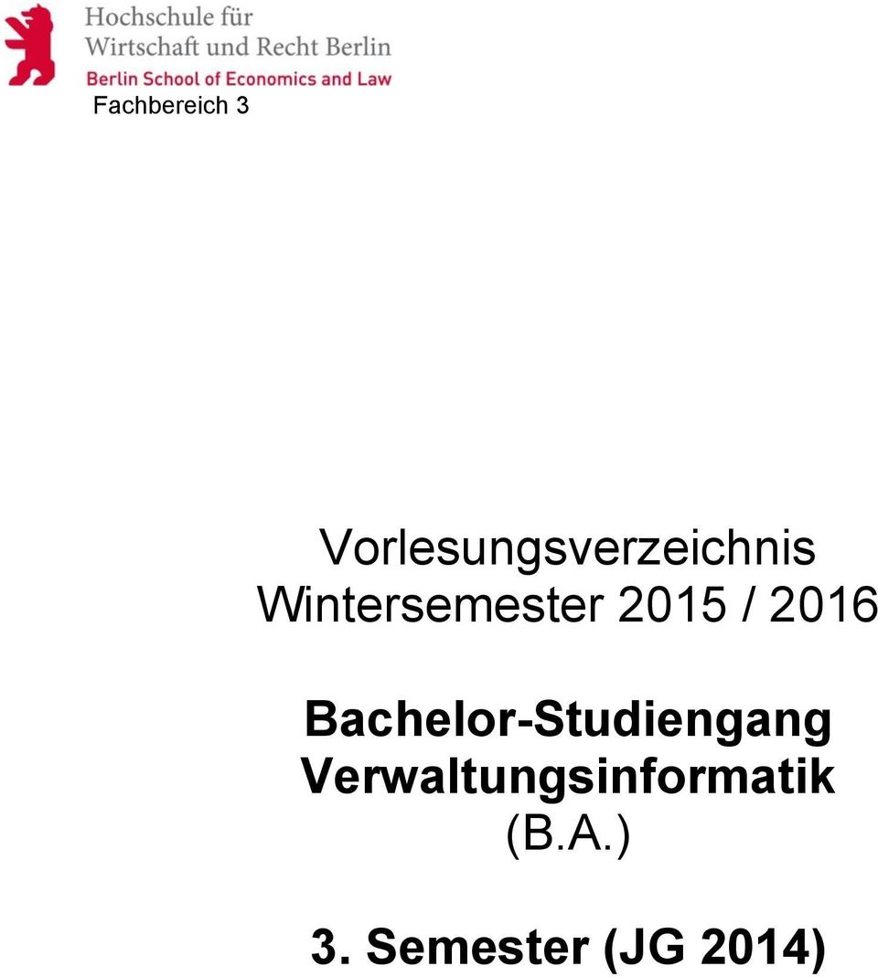 Wintersemester 2015 / 2016